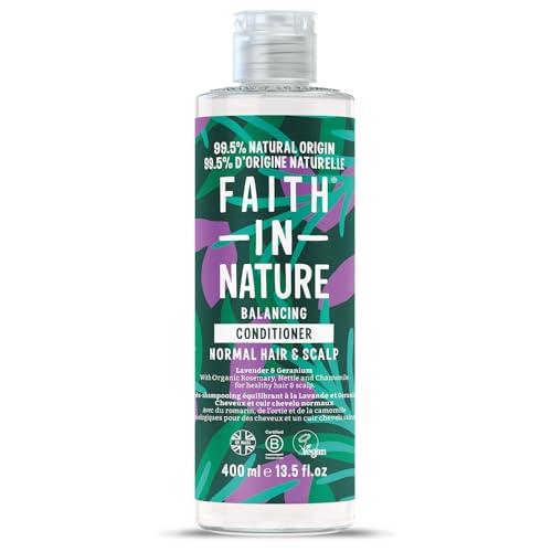 Faith In Nature Après-Shampooing Naturel à la Lavande et au Géranium, Équilibrant pour Cheveux et Cuir Chevelu Normaux, Végan et Non Testé sur les...
