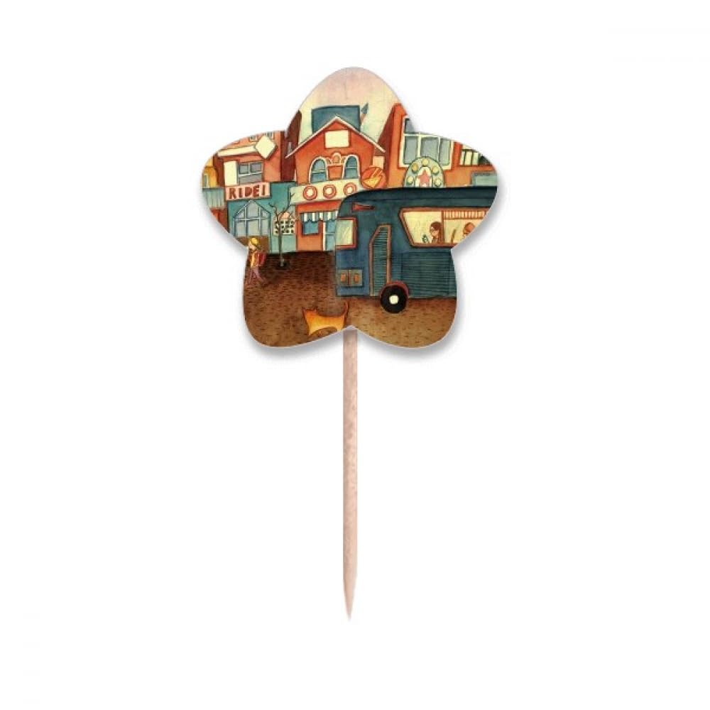 Chat City Bus Lable Cupcake Picks pour déco buffet facile