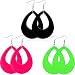 Hicarer 3 Pairs Women Fashion Retro Neon Earrings for 80's Party or Retro Costume Party (Oval Earings)