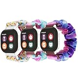 NewJourney Scrunchie Band Compatible with Bark Watch, Gabb/Gizmo Watch 3 2 1, Soft Cute Elastic Cloth Wristband for Kids (Purple Pink+Pink Blue+Oil Color)