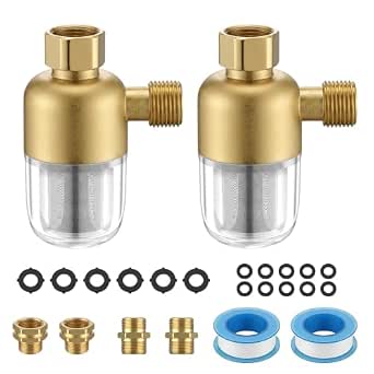 Washing Machine Inline Water Filter 2 Pack, Brass Sediment Filters