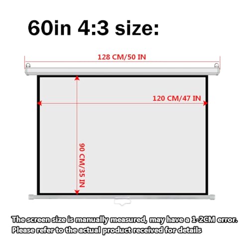 Pantalla para proyector retráctil 60 pulg 4:3 HD 4K miniatura 3