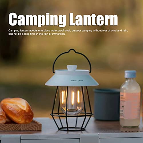 Camping Lantern Waterproof USB Rechargeable 3 Modes Handheld Vintage Lantern with Metal Hook for Outdoor Camping (A) - Image 2