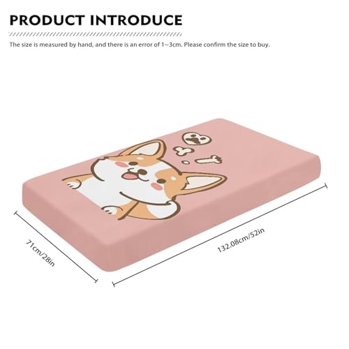 Image of Cute Corgi Crib Sheets for Baby Girls Crib Sheets for Standard Crib Mattress Cover Breathable Soft Fitted Crib Sheet (28''x 52'') Crib Sheets, Pink, Puppy Dog, BZA16