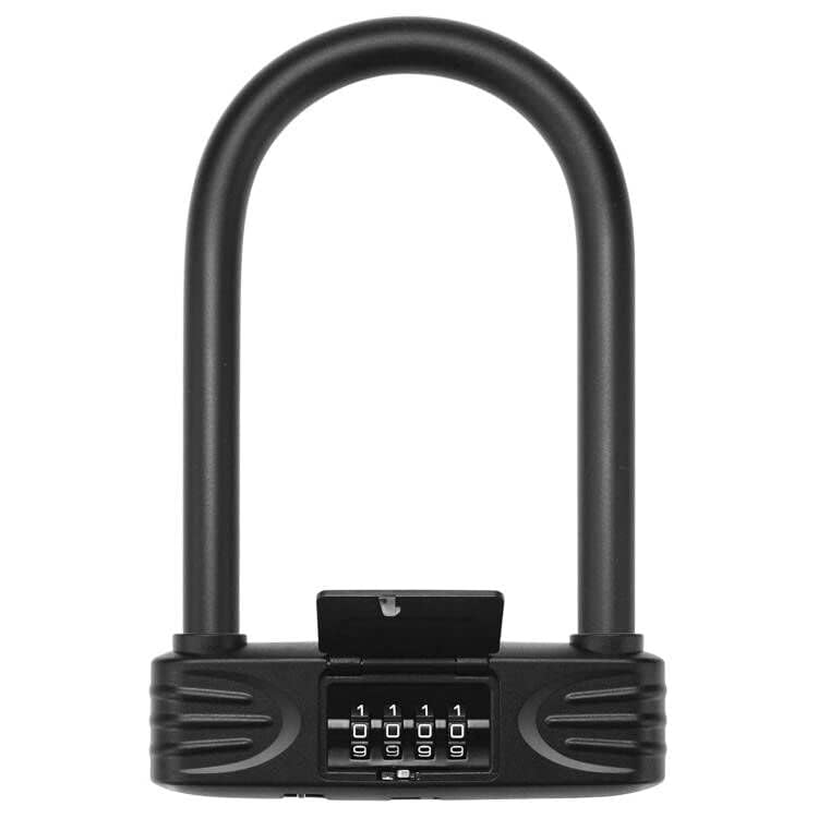 KASTWAVE Heavy Duty U Lock, 4 Digit Combination Password Bicycle Lock with U-Lock Shackle, Waterproof, No Key, Bike U Lock for Home, School, Travel