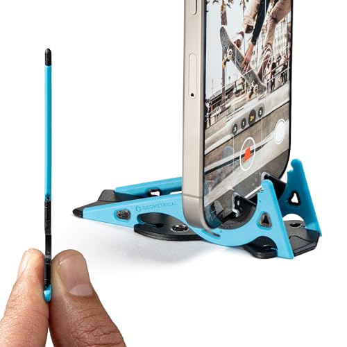 GEOMETRICAL Pocket Tripod PROv2 - Card-Size Stand for iPhone Alien Blue Universal Kit