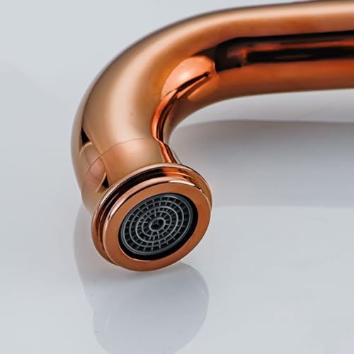 Robinet salle de bain rose rétro pivotant à 360° au design surélevé