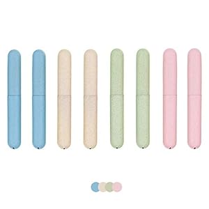 12st tandenborstelhouder, PUDSIRN draagbare tarwestro milieuvriendelijke tandenborstel opbergdoos voor reizen, wandelen…