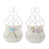 Descripción: KSFBHC Colgante Colgante Flor Garden Party Cesta Hecha a Mano florero misceláneas del Organizador Muro Artificial Rattan Decoración Ollas (Color : White)