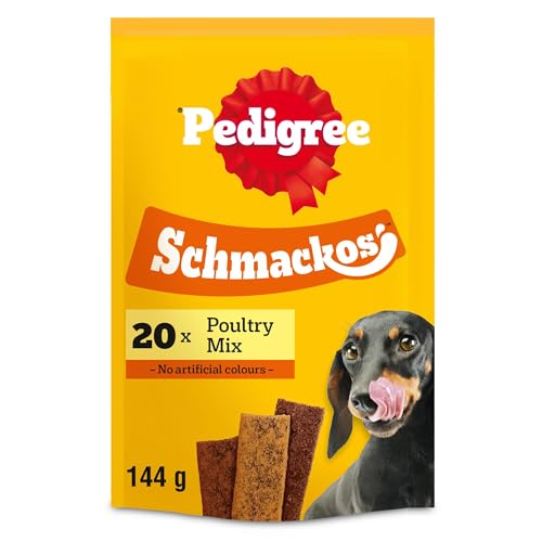 Pedigree Schmackos Poultry Mix - Dog Treats - Variety of Poultry Flavours - 180 Stripes (Pack of 9)