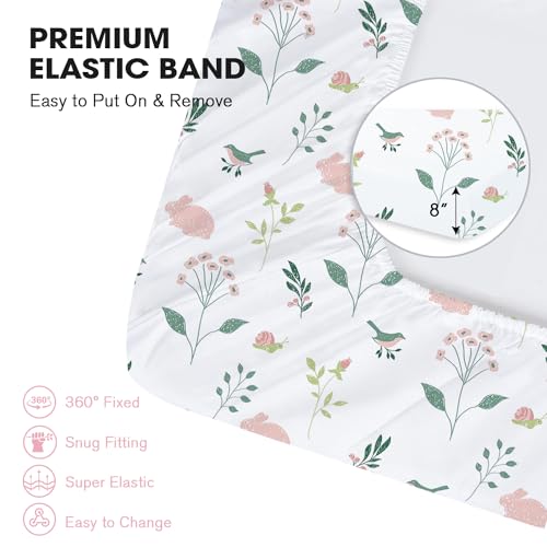 Image of Little Grape Land Crib Sheets for Girls 2pk Baby Crib Fitted Sheet for Standard Size Crib and Toddler Mattress Super Soft Baby Sheet