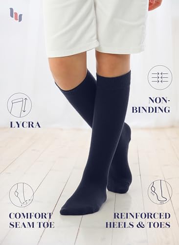 Image of Knee High Socks for Girls Boys Toddlers, Unisex Little Kids, Soft, Long School Uniform Socks 3-14 Years Old, 3 6 9 Pairs