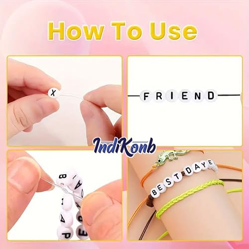 Image of INDIKONB Alphabet Round Single Letter Beads Set ? 26 Types A-Z, Perfect for Friendship Bracelet, Name Beads, Craft Beads, Jewelry Making & DIY Projects, Multicolor