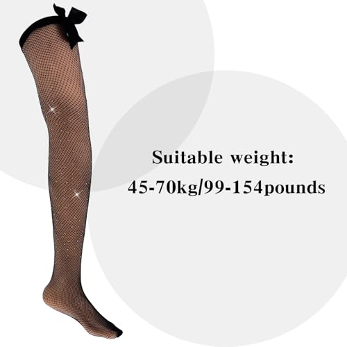 Image of Abeillo 2 Pairs Fishnet Stockings for Women Mesh Thigh High Stockings Fishnet Hold up Stockings Suspenders with Bow Pantyhose for Women(Black)