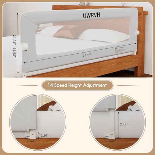 Image of Safety Folding Bed Guard Rail for Toddlers | Fits Twin /Full /Queen /King Beds-T-Shaped Sturdy Base for Extra Stability,Dual Safety Lock,Tool-Free Setup,Breathable Fabric
