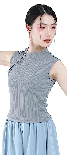 Angcoco Women's Traditional Cheongsam Style Sleeveless Vest Tank Tops