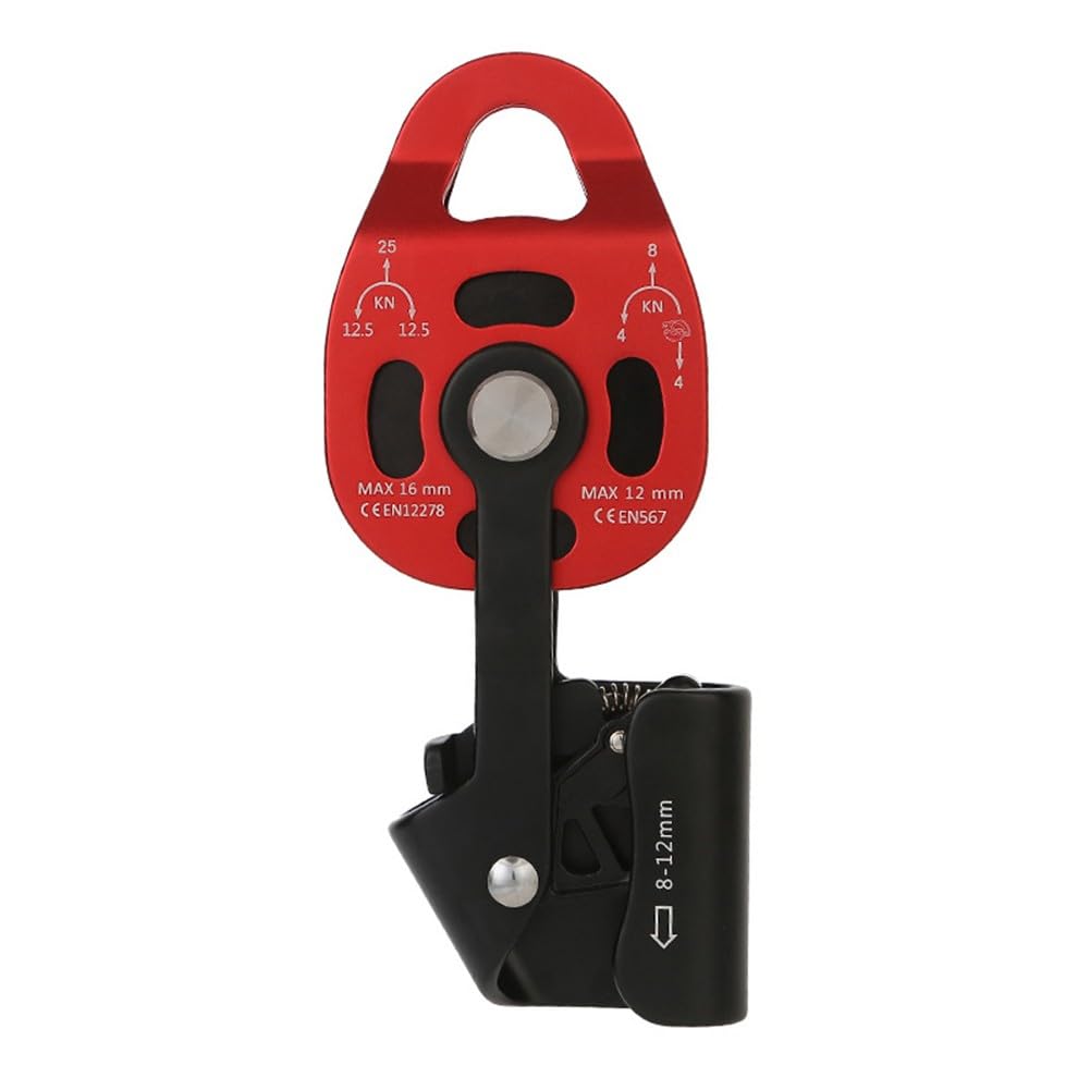 Robuste Aluminium-Riemenscheibe zum Heben, 25 kN statische Tragfähigkeit, SingleDirectional Ratschenzug, kompatibel mit 812 mm Seil, ideal für schwere Objekte