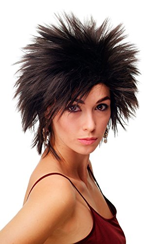 WIG ME UP - TYW60473-4 Lady Quality Wig short teased up spiky strands wild 80s wave punk dark brown, brown (4), Length: approx. 30 cm