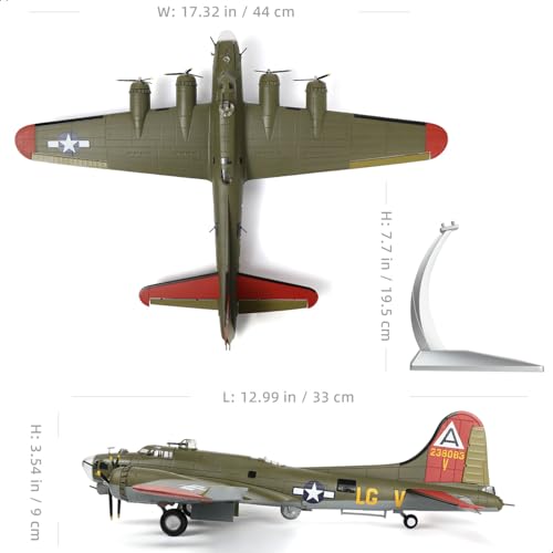 SEBUNAS 1/72 Scale B-17 Flying Fortress Fighter Model Heavy Bomber Aircraft Models USAAC B-17 Bomber Military Metal Diecast Airplane Model Kit for Adult Collection or Gift