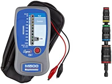 Supco M500 Insulation Tester/Electronic Megohmmeter with Soft Carrying Case & Impact Driver, 7-in-1 Impact Flip Socket Set