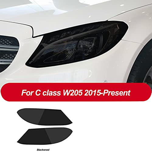 CGFZNUB Auto Koplamp Beschermfolie Koplamp Transparant Zwart TPU Sticker (Voor Mercedes Benz C Klasse W205 2015-On… - Image 3