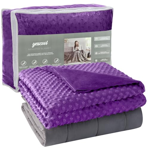 Image of yescool Weighted Blanket (15 lbs, 48 inch x 72 inch, Violet) Heavy Blanket for Sleeping Perfect for 140-160 lbs, Breathable Blanket with Premium Glass Bead, Machine Washable