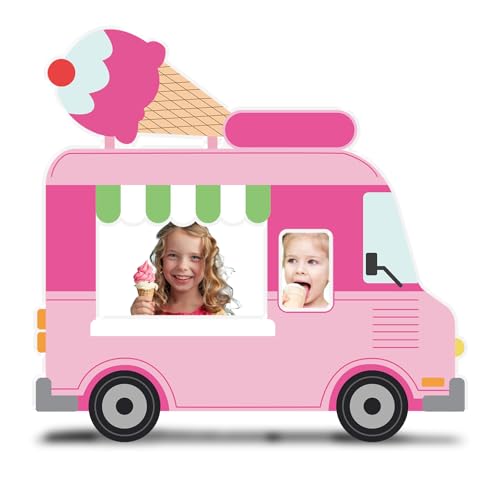 5.4 FT Ice Cream Truck Backdrop Ice Cream Truck Cardboard Cutout for Dessert Birthday and Candy Theme Party Decorations Yard Signs Dessert Centerpieces Photo Booth Props Backdrop