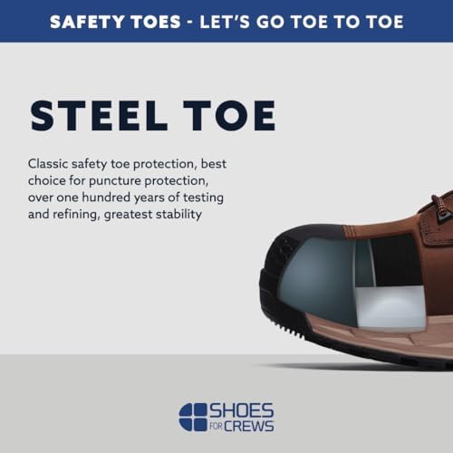 Shoes for Crews Rowan, Men's Steel Toe (ST) Work Boots, Slip Resistant, Water Resistant, Black, Size 10.5 Wide | Image 4