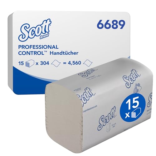 Scott Control Interfold Hand Towels 6689 - Disposable Paper Towels - 15 Packs x 304 White Hand Towels (4,560 Total)