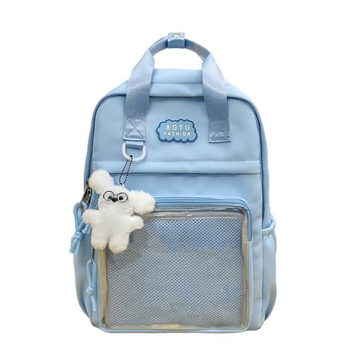 Cute Ita Backpack for Girls Pin Display Backpack for School & Daily Use Stylish Ita Bag with Plush Pendant (Blue)