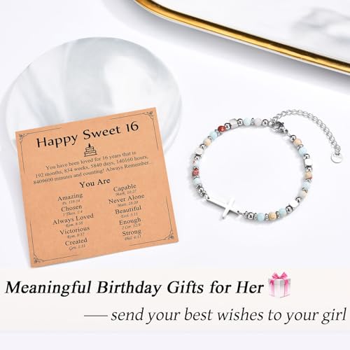 Image of Christian Gifts for Women Girls, Religious Cross Bracelet, Birthday Christmas Easter Baptism Confirmation First Communion Valentines Day Graduation Gifts for Her
