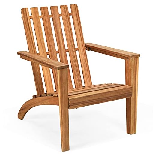 COSTWAY Adirondack Chair, All-weather Solid Acacia Wood Fire Pit Chair, Outdoor Armchair Garden Seat Patio Furniture for Deck Backyard (Natural)