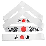 Ciieeo 3st Japanisches Kopftuch Herren-stirnband Stirnbänder Männer Japanisches Ninja-stirnband Stirnband Für Männer Karate-trainingsstirnband Kopfbedeckung Für Sushi-köche Weiß Polyester