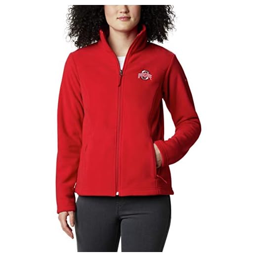 Columbia NCAA Ohio State Buckeyes Women's Give and Go II Full Zip Fleece Jacket, Medium, OS - Intense Red