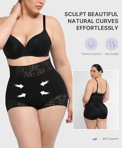 SHAPELLX Shapewear for Women Tummy Control Short Faja Body Shaper Compression Panties Mid Waisted Briefs Lace Underwear2