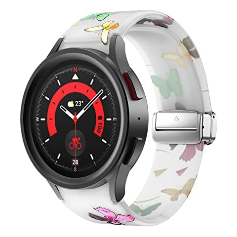 VeveXiao Band Compatible with Samsung Galaxy Watch 5 Pro 45mm/Galaxy Watch 5 44mm 40mm/Galaxy Watch 4 Band 40mm 44 mm/watch 4 Classic 46mm 42mm, 20mm Sport Silicone Strap Magnetic Clasp Bands Cover