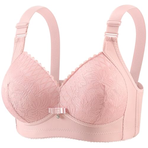 Uwdiohq Sujetador De Mujer Banda Alta Sujetadores Sujeción para Mujer, con Tirantes Ajustables, Total, Cómodos, Sin Aros. Viaje (Pink, 38) Blanco Negro Cruzado Brasieres Talla Grande Aros