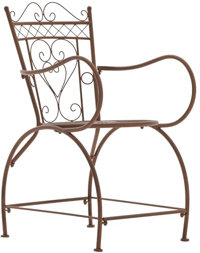 CLP Chaise D'Extérieur en Fer Sheela, avec Dossier Accoudoirs Et Repose-Pieds, Design Antique, Couleur:Marron Antique
