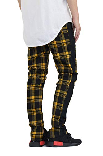 AIRNINE Men's Premium Twill Stretch Plaid Track Ankle Zip Jogger Pants S-5XL2