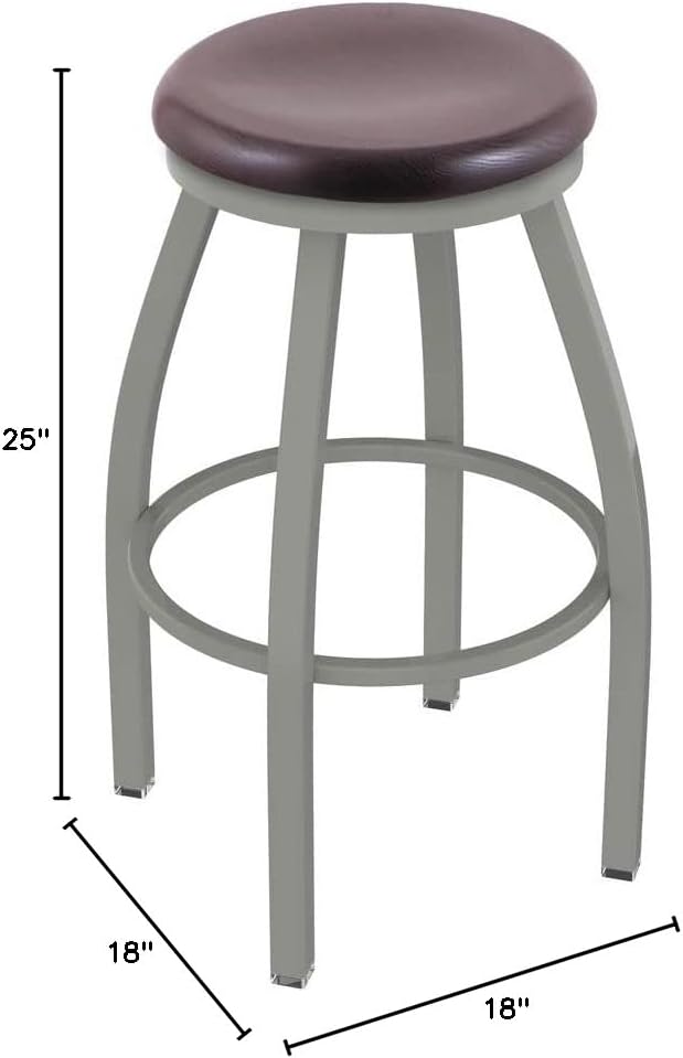 HBS 802 Misha 25" Swivel Counter Stool with Anodized Nickel Finish and Dark Cherry Oak Seat
