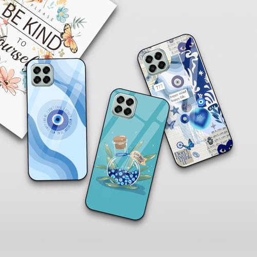 Image of COLORflow Back Cover Compatible with Samsung Galaxy A22 5G | Evil Eye Charm Customized | Shockproof TPU Bumper with Camera Protection Back Cover Compatible with Samsung Galaxy A22 5G
