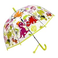 Chesoon Kids Clear Bubble Umbrella for Rain Windproof Dome Canopy Automatic Opened with Cute Dinosaurs Patterns,Yellow