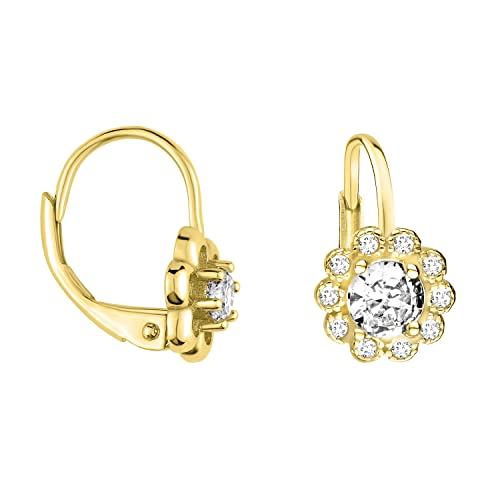 SOFIA MILANI - Damen Ohrringe 925 Silber - vergoldet/golden & mit Zirkonia Steinen - Blumen Ohrhänger - E1617 Cover