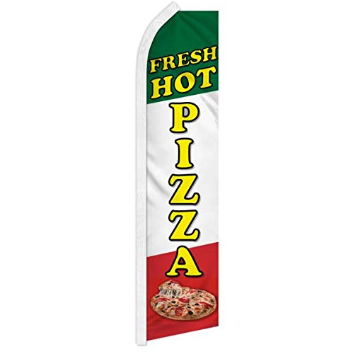 Fresh Hot Pizza Swooper Feather Advertising Flag - Perfect for Restaurants, Food Trucks, Festivals & Events