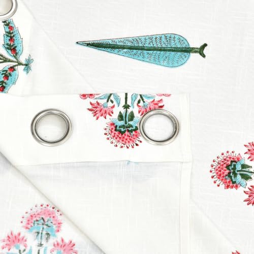Image of BLOCKS OF INDIA Hand Block Printed Cotton Linen Daylight Door Curtain (Style 5, Door 7 FEET)