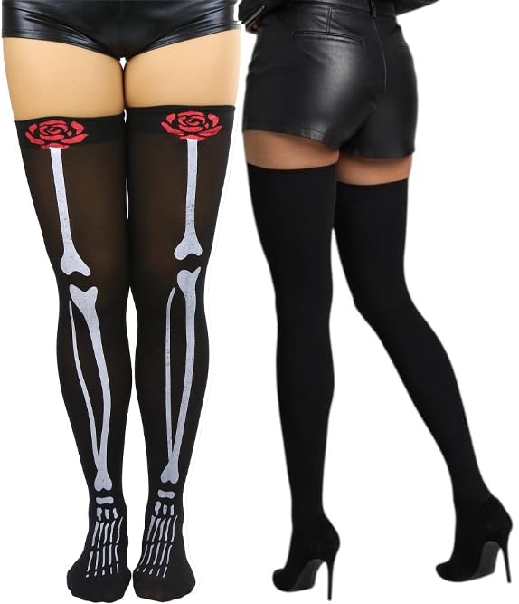 Image of ToBeInStyle Women's Scary Skeleton Leg Bones Halloween Hosiery Tights & Thigh High Stockings
