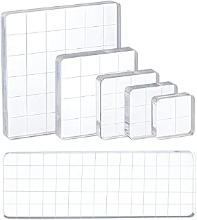 TYFYH 6Pcs Acrylic Stamp Block Clear Stamping Blocks,Acrylic Stamp Block with Grid Lines Essential Stamping Tools for Scrapbooking Crafts Making, DIY Crafts Ornaments