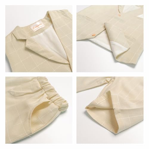 Image of Summer Boys Suit Dress Clothes Kids Wedding Ring Bearer Outfit 4Pcs Shirt Vest Shorts Set