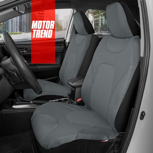 Image of Motor Trend AquaShield Waterproof Front Seat Covers, Solid Gray Seat Covers for Cars - Neoprene Front Car Seats Cover, SUV Seat Covers Protector - Car Interior Cover for Auto, Trucks, & Dog Owners
