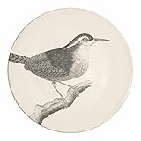  Paperproducts Design 28085 Botanical Collection Assiette en grès Motif oiseau Papier Ivoire/Noir